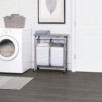 Easy Access Double Laundry Sorter with Folding Table