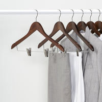 Set of 18 | Wood Suit Hanger with Skirt Clips