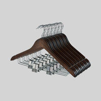 Set of 18 | Wood Suit Hanger with Skirt Clips