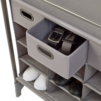 Stackable 16 Cubby Shoe Organizer w Drawers