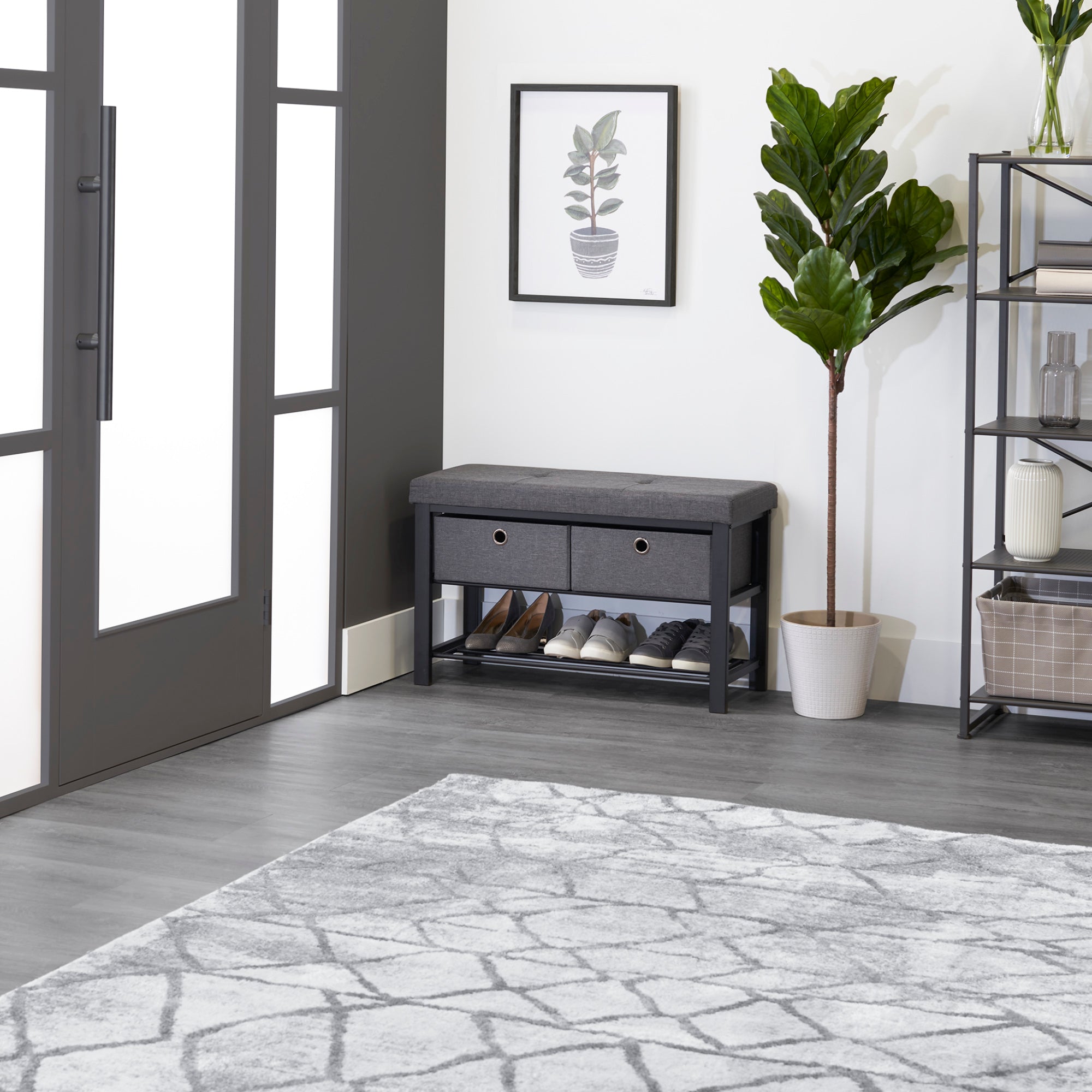 Neatfreak upholstered outlet shoe storage bench