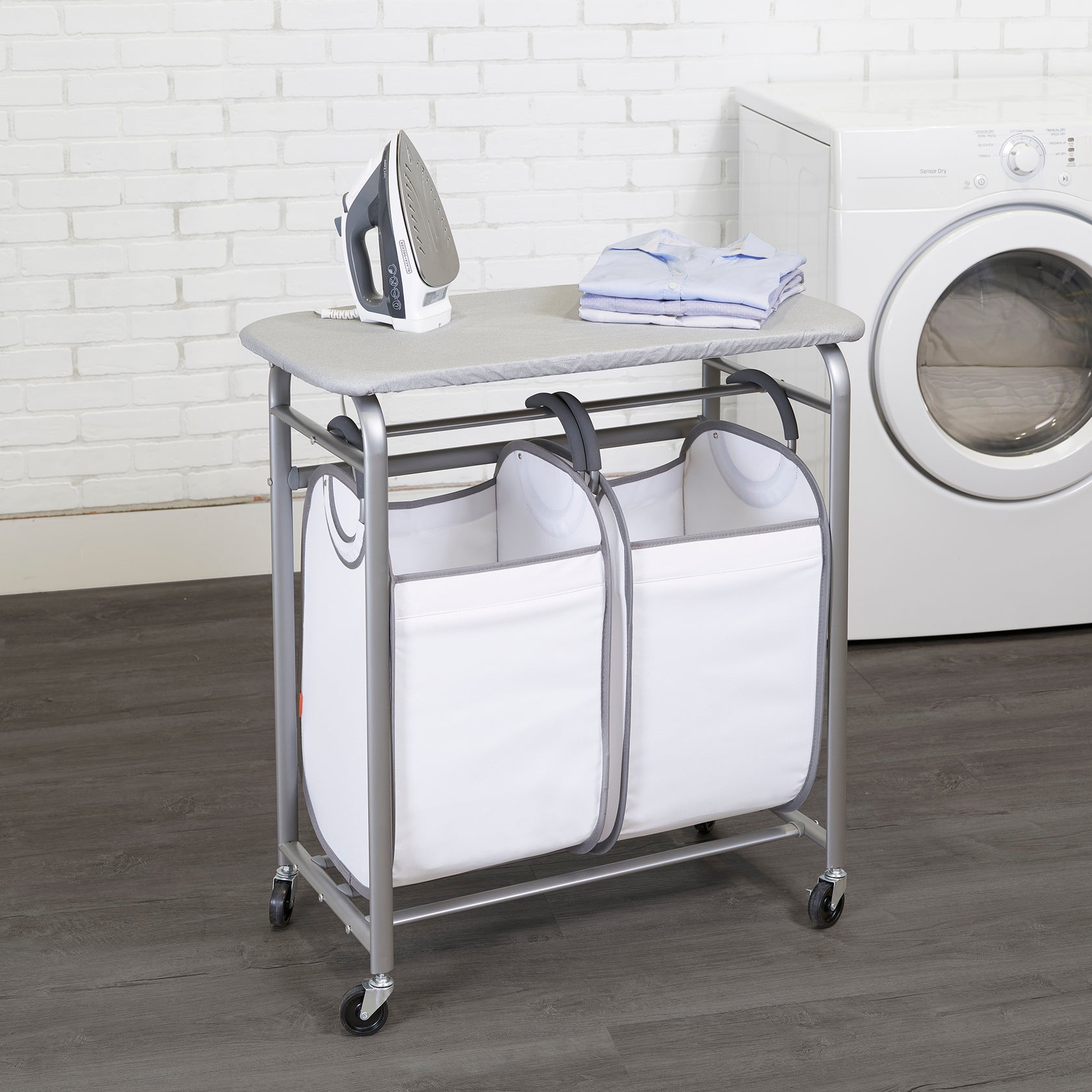 Easy Access Double Laundry Sorter with Folding Table neatfreak