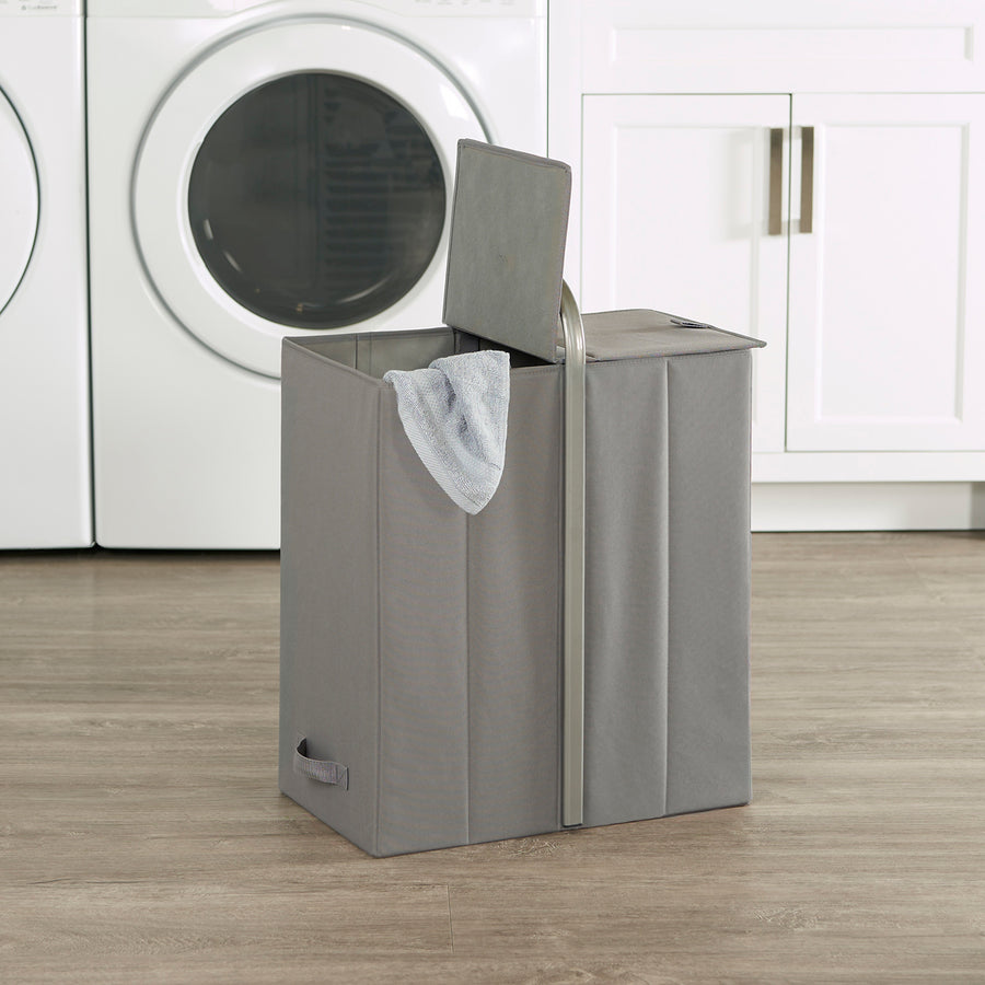 Portable Double Laundry Sorter with Lid