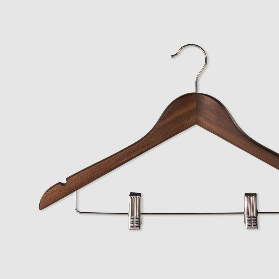 Set of 18 | Wood Suit Hanger with Skirt Clips
