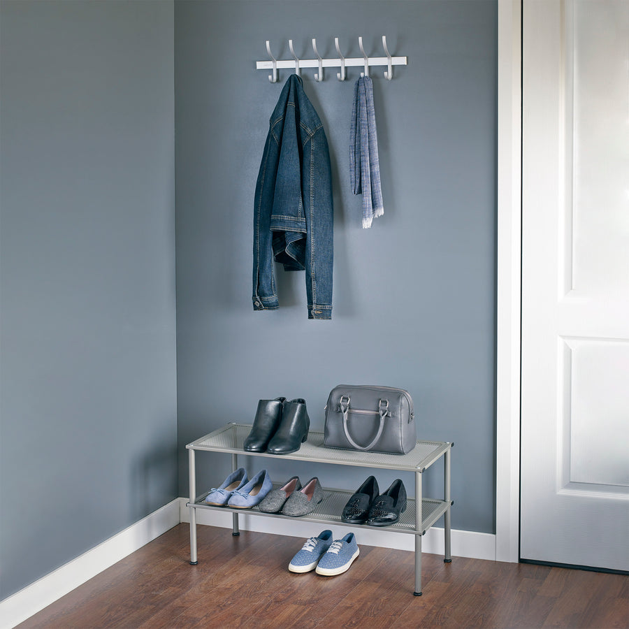 Set of 2 | 2-Tier Stackable Metal Shoe Rack