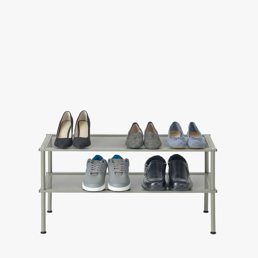Set of 2 | 2-Tier Stackable Metal Shoe Rack