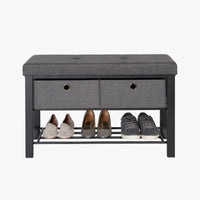 Cushioned Shoe Storage Bench with Drawers